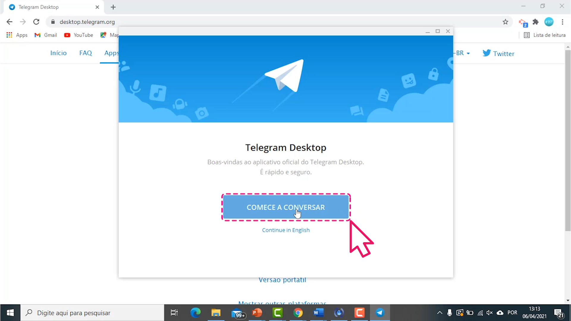 Como baixar o Telegram no PC: passo 11